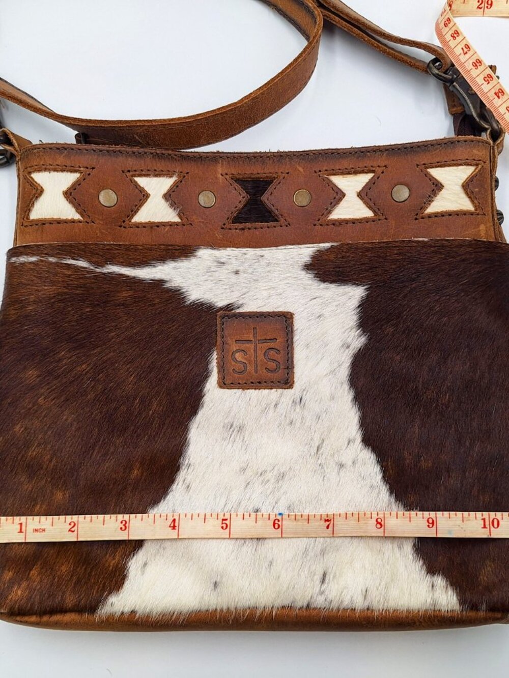 STS Ranchwear Leather Cowhide Crossbody Purse Western Hourglass Pattern - Picture 10 of 11